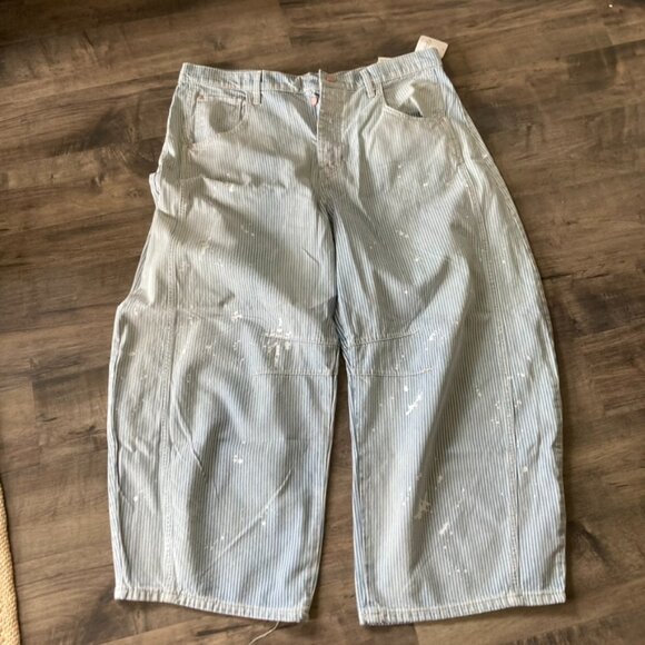 We The Free Blue Striped Flare Jeans - Picture 3 of 12